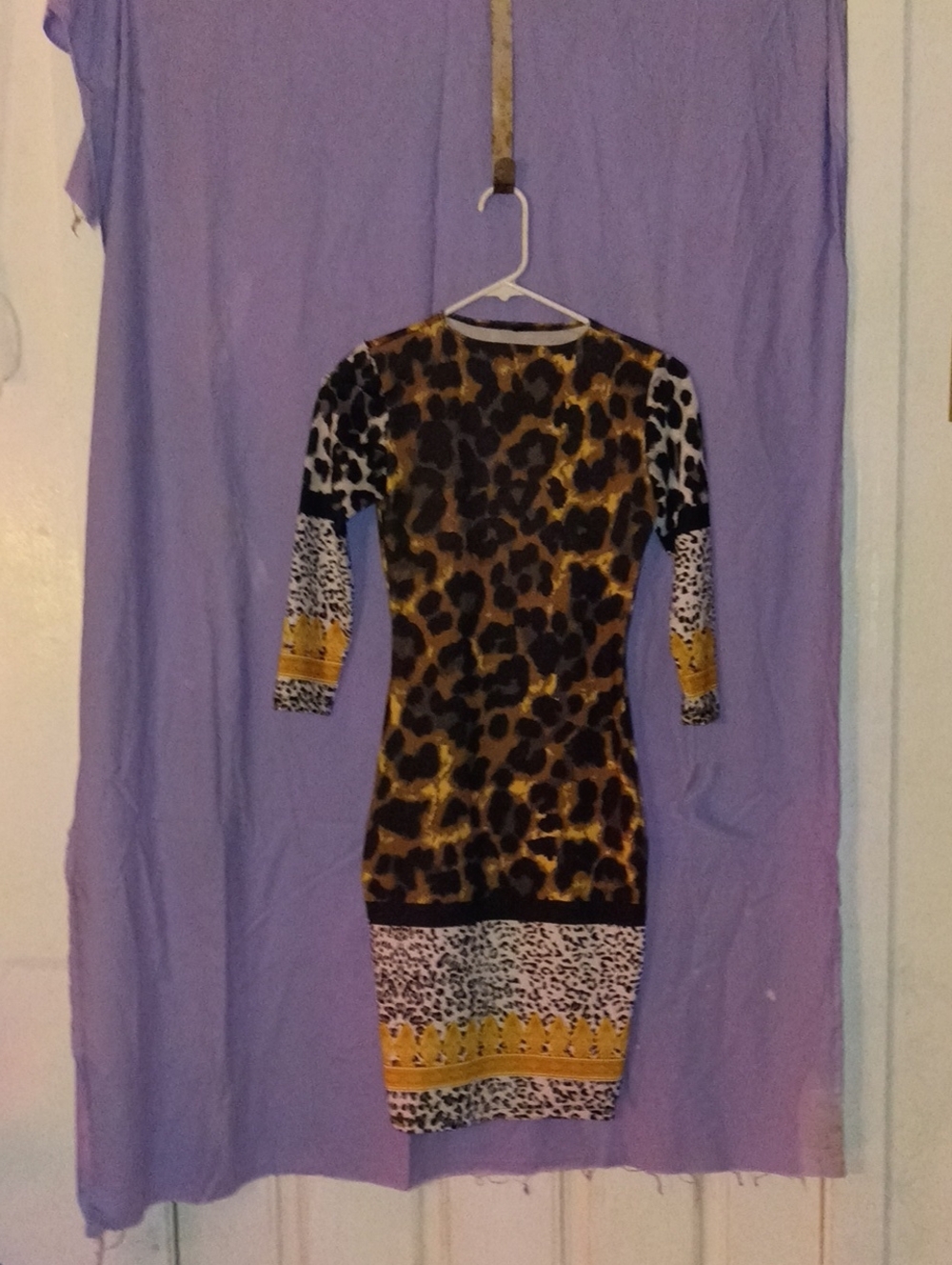 Leopard Print Midi Bodycon Dress in Gold and Black